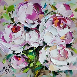 Buy Original Oil Painting Rose Peony Abstract Flowers Artwork Floral Impasto Art • 49.73£