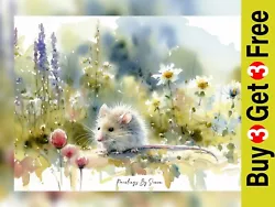 Buy Meadow Whispers, Traditional Watercolor Meadow Mouse Print 5 X7  On Matte Paper • 4.49£