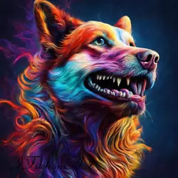 Buy Digital Image Art Oil Paint Multicolored Dog  Wallpaper Picture Desktop Print • 1.40£