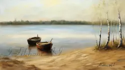 Buy Digital Image Art Picture Oil Paint Boats River Landscape Print Wall Decor • 1.60£