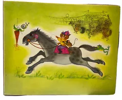 Buy Vintage Fantasy Story On Board Picture Horse Cat Frog Mouse Chasing Carrot • 10.75£