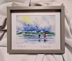 Buy Original Hand Painted Watercolour Print Of Children Playing On A Cornwall Beach • 17.99£