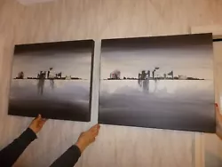 Buy 2 Oil Paintings On Canvas View City From Water • 18.99£