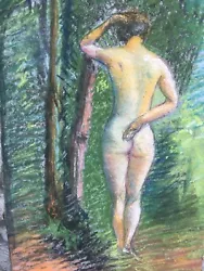 Buy Very Pretty Painting Drawing Pastel On Cardboard Colours Tan Fauvism 1930 Woman • 109.15£