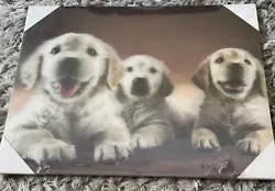 Buy Golden Labrador Puppies - Art Lenticular 3D Picture Painting Wooden Print • 7.99£