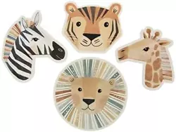 Buy Safari Animals Painted Wood Cutout Shapes - 4 Mini Pieces - Zebra, Tiger, Lion,  • 8.05£