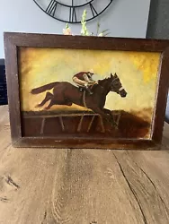 Buy Vintage Original Horse Racing Painting Oil On Board Famed • 19.75£