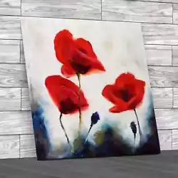 Buy Poppies Painting Square Canvas Print Large Picture Wall Art • 14.95£