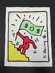 Buy Keith Haring Signed Abstract Painting On Paper - $ Mountain 11.5” X 8.25” • 393.59£