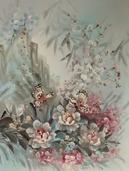 Buy Vintage Original Chinese Oil Painting Signed By Artist Butterflies On Flowers • 49.99£