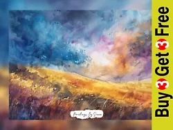 Buy Dawn's Early Light, Watercolor Sunrise Field Painting Print 5 X7  On Matte Paper • 4.49£