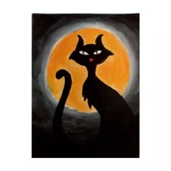 Buy ACEO Original Painting Folk Art Cat With Moon Watercolor Art • 3.64£