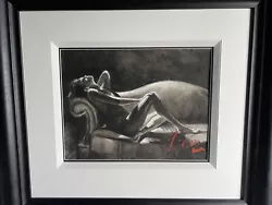 Buy Fabian Perez, Paola Couch Original Ink On Paper, 16x12 Inches In Black Frame. • 8,000£
