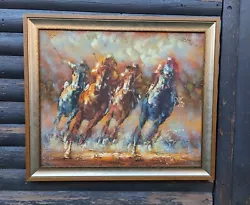 Buy HORSE RACING Signed LARGE FRAMED OIL PAINTING • 178£