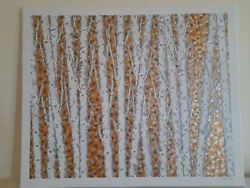 Buy Original Acrylic Painting Semi- Abstract Pointillism Silver Birch Trees • 46£