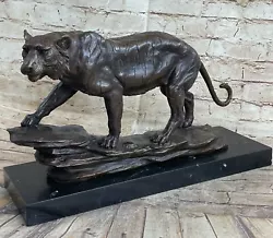 Buy Large Bronze Statue Sculpture Lion Panther Tiger Puma Big Cougar African Decor • 221.09£