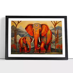 Buy Elephant Art Deco Framed Wall Art Poster Canvas Print Picture Home Painting • 34.95£