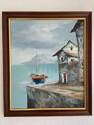Buy Vintage Oil Painting On Canvas, Ibiza / Spanish Coastal Scene, Signed & Framed • 18£