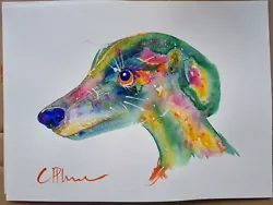 Buy Hand Painted Watercolour Painting Colourful Dog  Large Animal Art • 10£