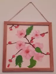 Buy Acrylic Painting Of Cherry Blossoms On Hanging Framed Canvas Board • 12£