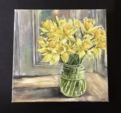 Buy Original Oil Painting On Canvas, Jar Of Daffodils/ 8x8in /New • 45£