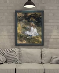 Buy Girl In White Dress Sitting On Rock Painting, Creative Digital Art Work Buy Now • 1.65£