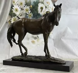 Buy Stunning Large Bronze Sculpture - Horse Head Bust - Solid Marble Base Artwork NR • 589.83£