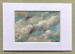 Buy Original Miniature Cloud Painting, Gouache On Brown Paper, Mounted. • 17£