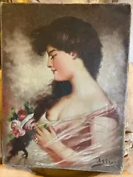 Buy Antique Oil Painting Signed Asti Blenner Alice Monet Roses Love’s Young Dream • 295.31£