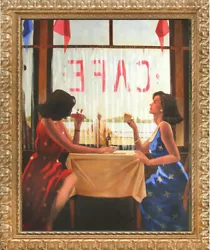 Buy CAFE DAYS Vettriano Reproduction Oil Painting 24x30 Framed Canvas **SALE • 261.67£