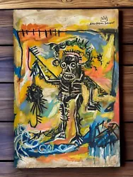 Buy Jean-Michel Basquiat Artist Oil Painting Canvas Signed Stamped Handmade Vintage • 117.30£