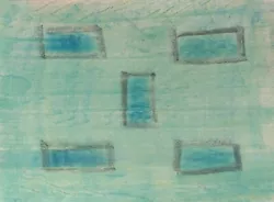 Buy Windows To The Soul: Watercolor Crayon Blue Green Study / Framed Signed En Verso • 103.36£