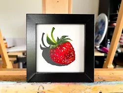 Buy Strawberry Oil Painting-original FRAMED Fruit Realistic Bright Home Decor Art • 65£