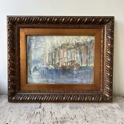 Buy Original Framed Antique Edwardian Watercolour Canal Boat Painting - B Digby 1911 • 149.99£