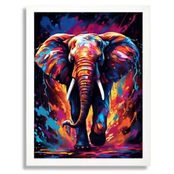 Buy Elephant Wall Art Colourful Elephant Artwork Digital Painting Rainbow Elephant  • 5.99£