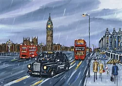 Buy Original Painting By South London Artist Dan,Westminster Bridge On A Raining Day • 120£