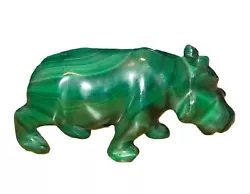 Buy Hand Carved African Green Malachite Hippotamus Figurine • 30£