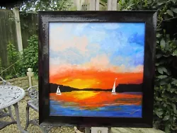 Buy Sailing In The Sunset.original In Oils On Canvas, Framed,signed • 45£