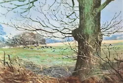 Buy * HEDGEROW TREE AND LAPWINGS * VINTAGE 1980s PRINT OF A  PAINTING BY BENINGFIELD • 2.29£