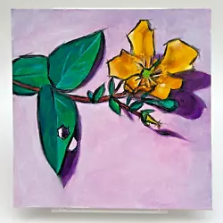 Buy Still Life Impressionist Yellow Flower Original Art Oil Painting A McLaren 7x7 • 30£