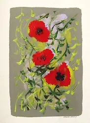 Buy ORIGINAL Flowers RED POPPIES Painting John Williams Art JMW Expressionism • 37.64£