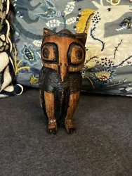 Buy Vintage Hand Carved Folk Art Wooden Owl Sculpture Rare Collectors  • 19.95£