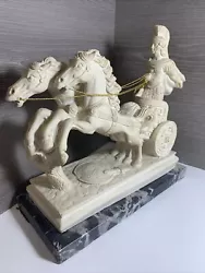 Buy Vintage Signed L. Toni Marble Roman Soldier With Chariot And Horses • 124.02£