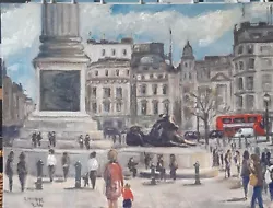 Buy Oil Painting Original London Cityscape  Trafalga Square London  • 50£