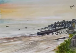Buy ACEO Original Painting Seascape Art Beach Seaside Harbour Coast  Watercolour • 5.50£