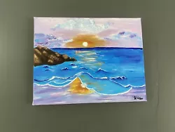 Buy Sunsets Over Sea - Canvas Acrylic Paining Inspired By Lannacombe Beach, Devon. • 20£