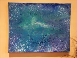 Buy 'Blue Lagoon' Original Handmade Unique Fluid Art Acrylic Pour Painting 40x50 Cm • 75£