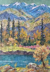 Buy Original Painting Autumn Decor Art River Mountain Nature Artwork Impressionism • 254.93£