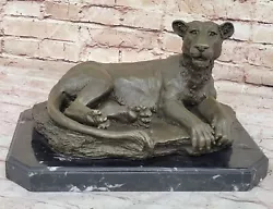 Buy Sculpture Carving Bronze Coffee Fierce Lions Wild Animals Figure Artwork Sale • 567.39£