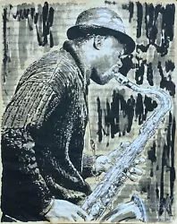 Buy Saxophonist - Hand Painted, Big Painting 102 X 81 Cm, Acrylic • 89.99£